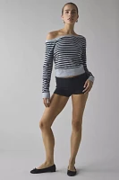 Motel Yacin Striped Slouchy Off-The-Shoulder Long Sleeve Top