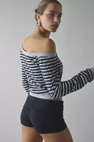 Motel Yacin Striped Slouchy Off-The-Shoulder Long Sleeve Top