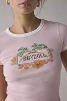 BDG Too Perfect Vanity License Plate Graphic Ringer Baby Tee