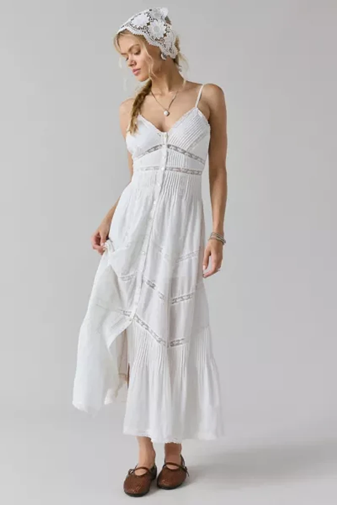 LoveShackFancy Esilda Lace Inset Cotton Midi Dress
