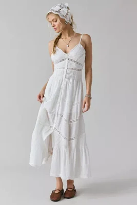 LoveShackFancy Esilda Lace Inset Cotton Midi Dress