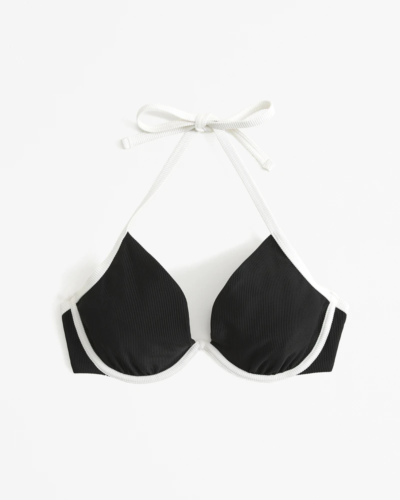 Curve Love Halter Triangle Underwire Bikini Top