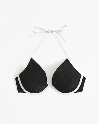 Curve Love Halter Triangle Underwire Bikini Top