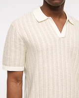 Classic Tonal Stitch Johnny Collar Sweater Polo
