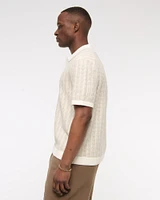 Classic Tonal Stitch Johnny Collar Sweater Polo