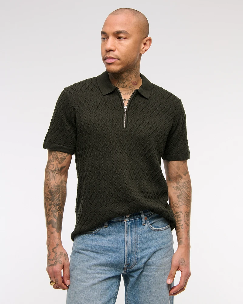 Cable Zip Sweater Polo