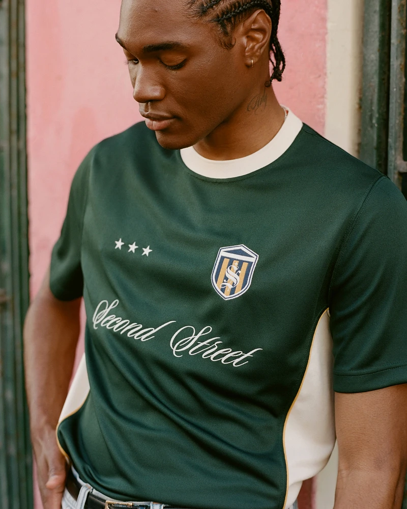 Cropped Soccer-Inspired Graphic Tee