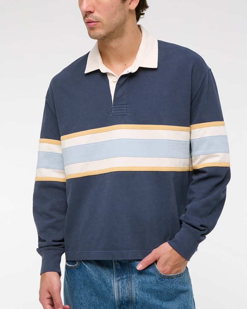 Long-Sleeve Cropped Rugby Polo