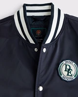 Vol. 28 Danzy Cropped Satin Varsity Bomber
