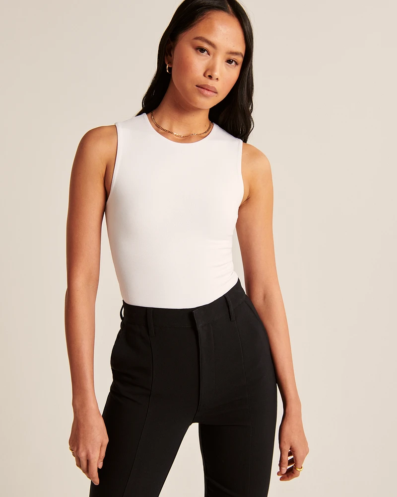 Cotton Seamless Fabric Crew Tank Bodysuit