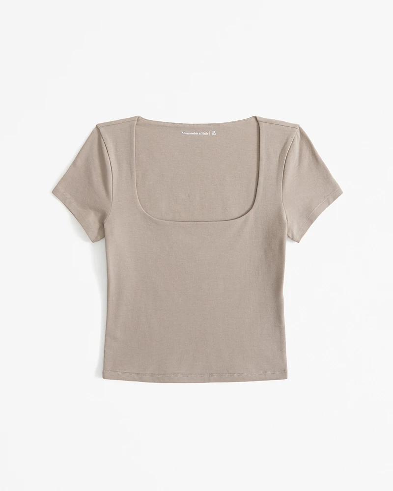 Cotton-Blend Seamless Fabric Squareneck Cropped Top