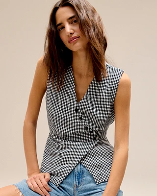 Asymmetrical Linen-Blend Vest