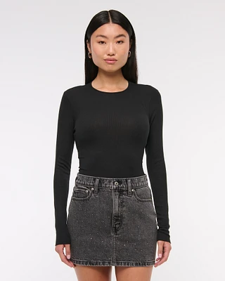 Low Rise Denim Mini Skirt