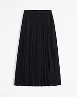 Mid Rise Pleated Maxi Skirt