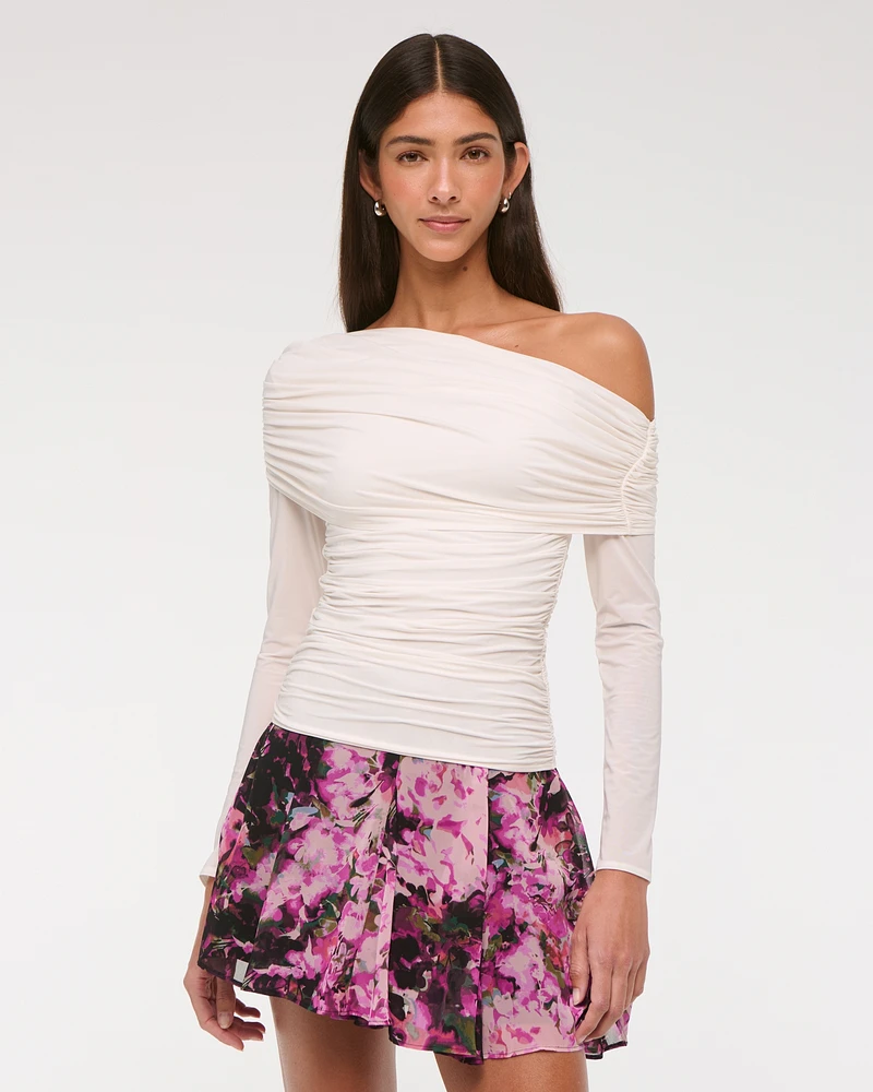 High Rise Flowy Godet Mini Skirt