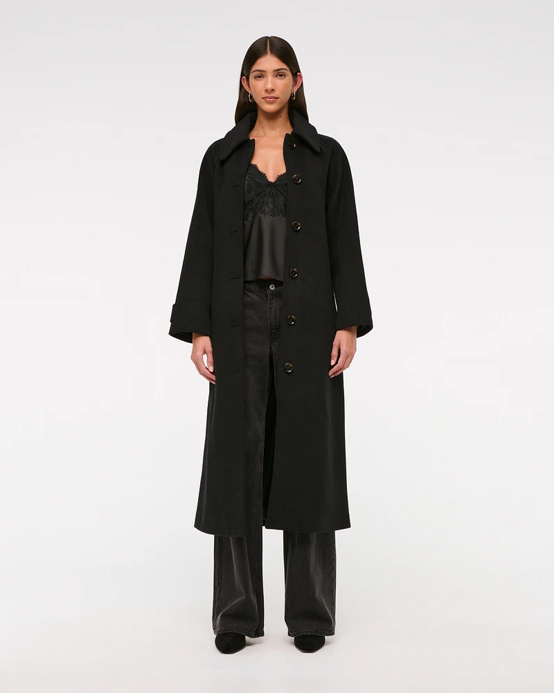 Wool-Blend Belted Coat