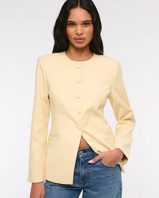 Collarless Suiting Blazer