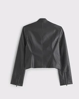 Vegan Leather Mockneck Jacket