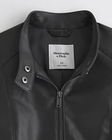 Vegan Leather Mockneck Jacket