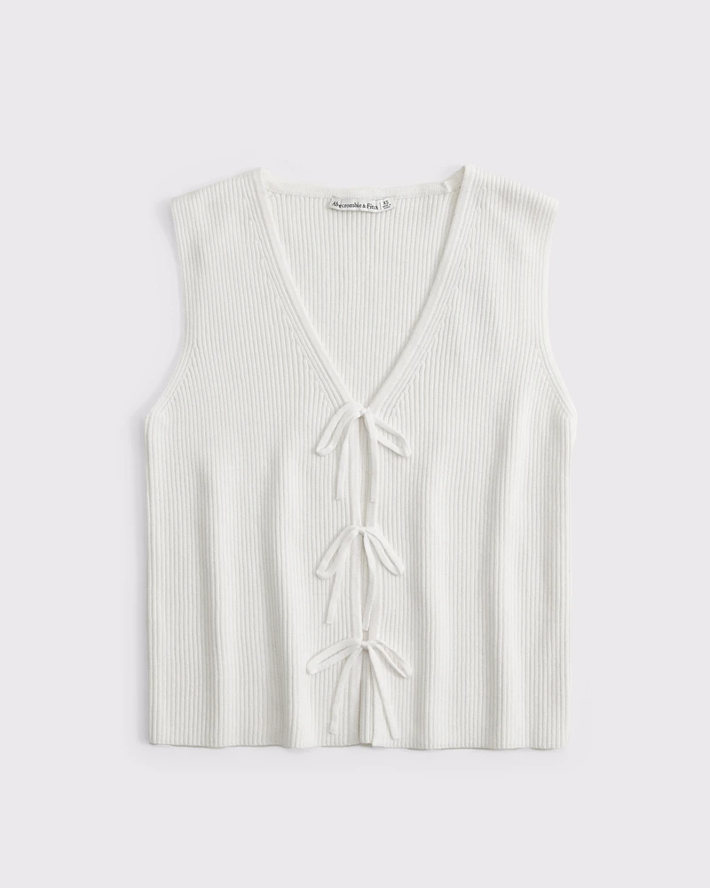 Tie-Front V-Neck Sweater Vest