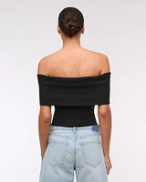 Foldover Off-The-Shoulder Sweater Top