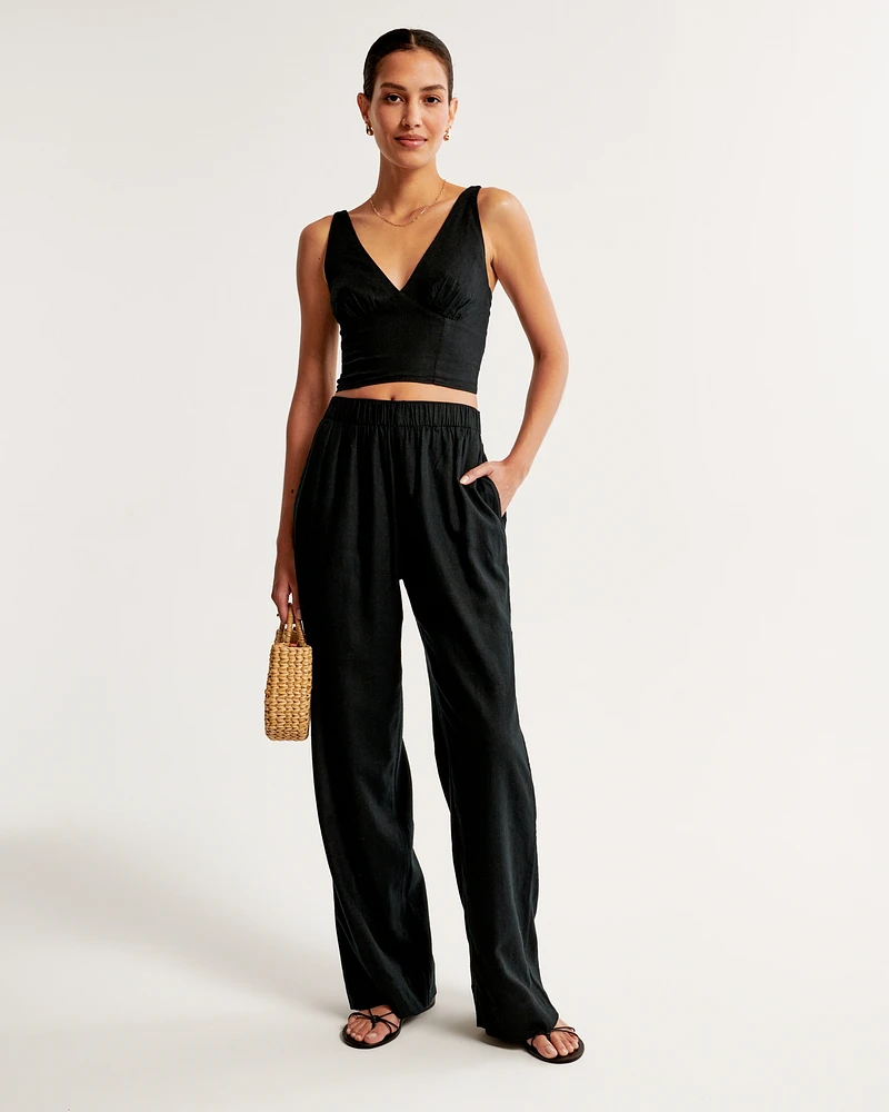 Linen Blend Pull-On Pant