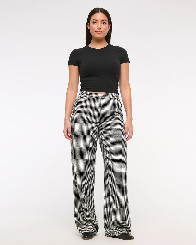 Curve Love Tailored Linen-Blend Wide Leg Pant