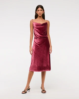 Velvet Open-Back Midi Dress