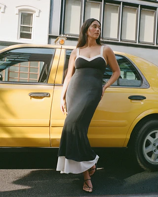 The A&F Julia Slip Contrast Tie-Back Maxi Dress