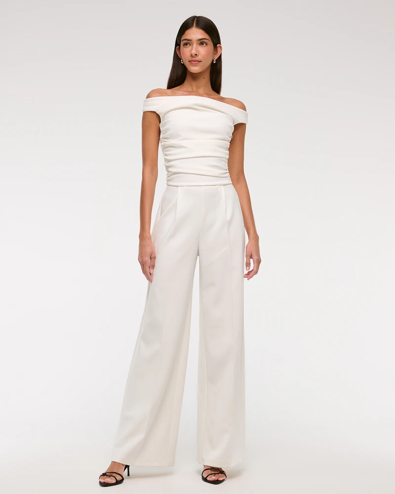 Off-The-Shoulder Draped Jumpsuit