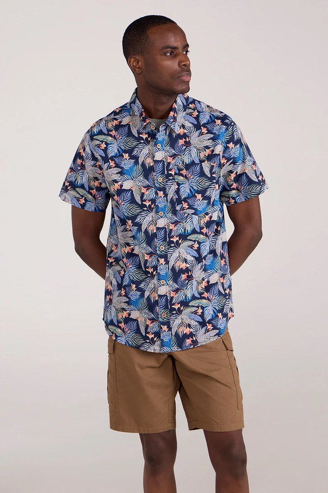Tropical Printed Mens Short Sleeved Shirt