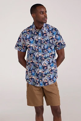 Tropical Printed Mens Short Sleeved Shirt