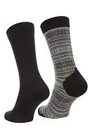 Mens Patterned Merino Mid-Calf Socks 2-Pack