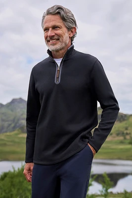 Beta Contrast Mens Zip-Neck Top