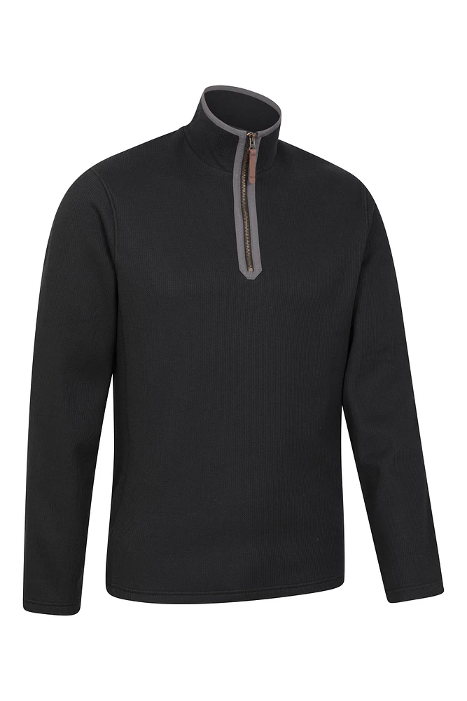 Beta Contrast Mens Zip-Neck Top