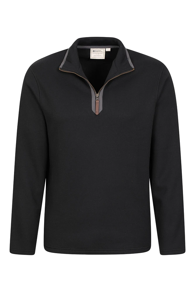 Beta Contrast Mens Zip-Neck Top
