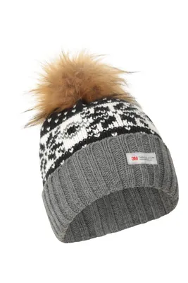 Thinsulate Fairisle Womens Pom Beanie