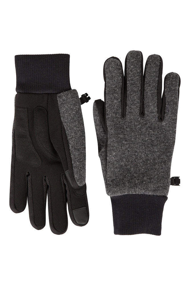 Windproof Fur Lined Mens Thermal Touchscreen Glove