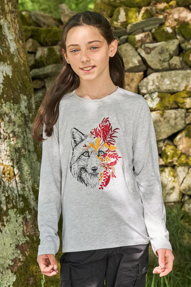 Kids Fox Embroidered Long Sleeve Top