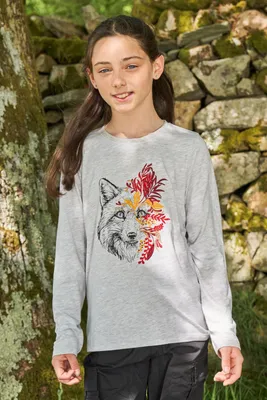 Kids Fox Embroidered Long Sleeve Top