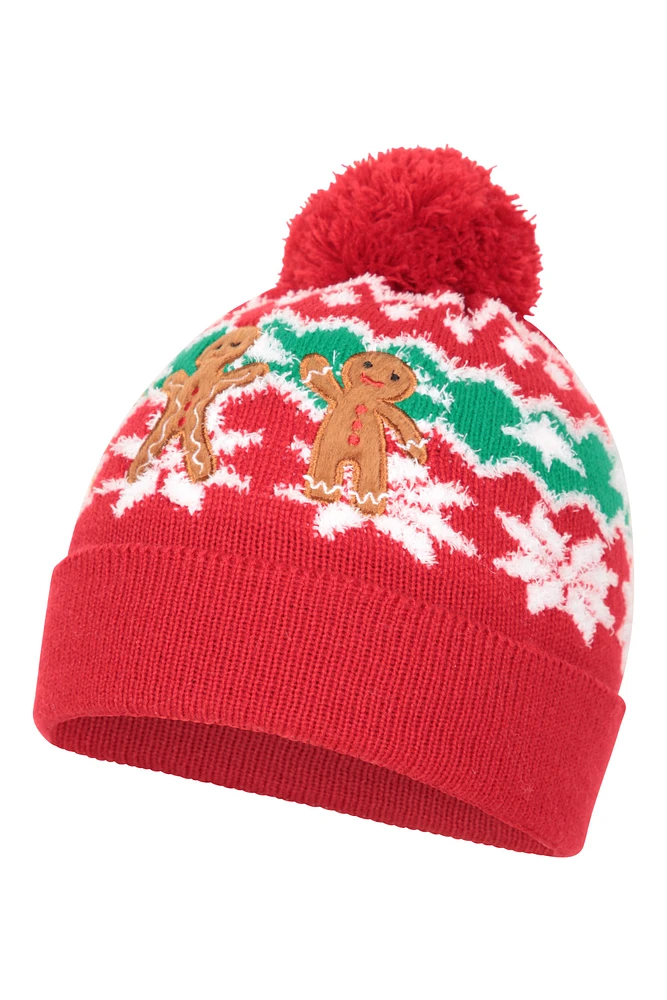 Xmas Gingerbread Kids Pom Beanie