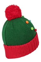 Xmas Tree Kids Pom Beanie