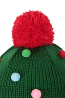 Xmas Tree Kids Pom Beanie
