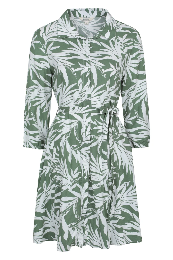 Porto Womens Woven Button-Through Shirt Dress