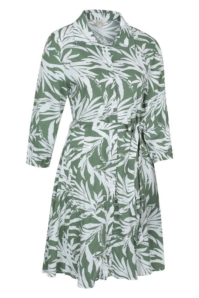 Porto Womens Woven Button-Through Shirt Dress