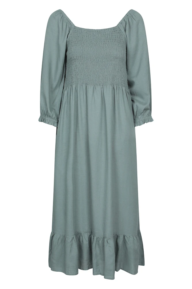 Cadiz Womens Full Sleeve Shirred Dress