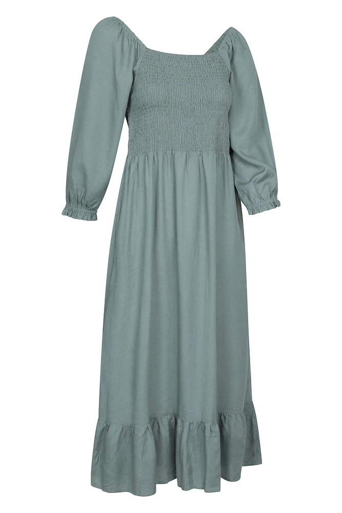 Cadiz Womens Full Sleeve Shirred Dress