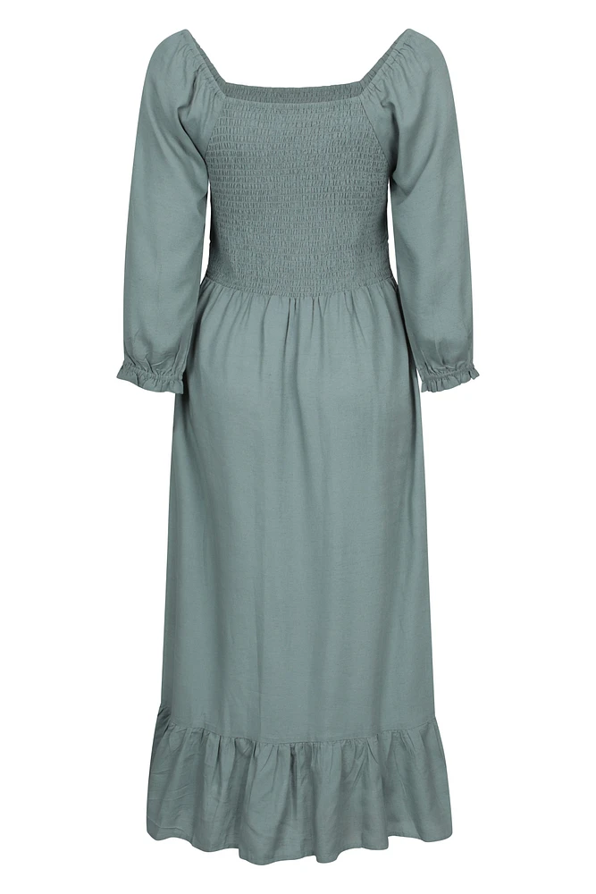 Cadiz Womens Full Sleeve Shirred Dress