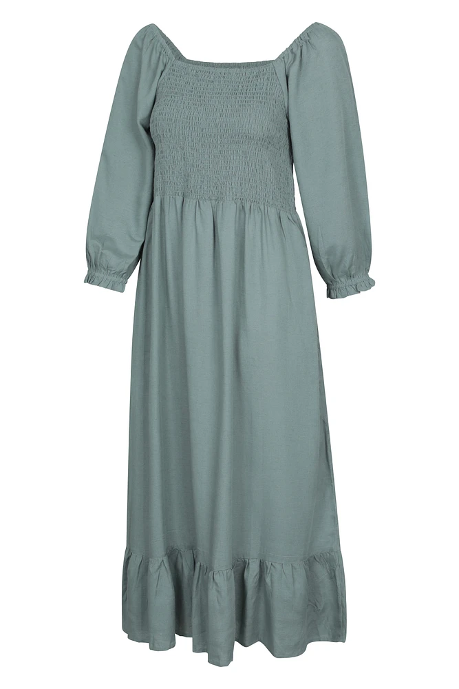 Cadiz Womens Full Sleeve Shirred Dress