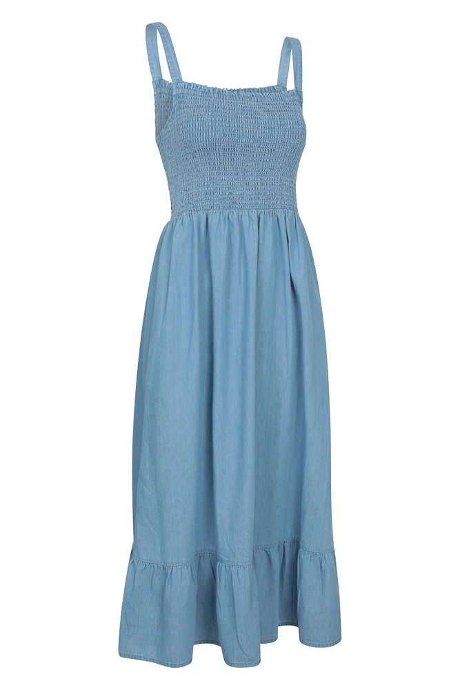 Marbella Womens Strappy Shirred Dress